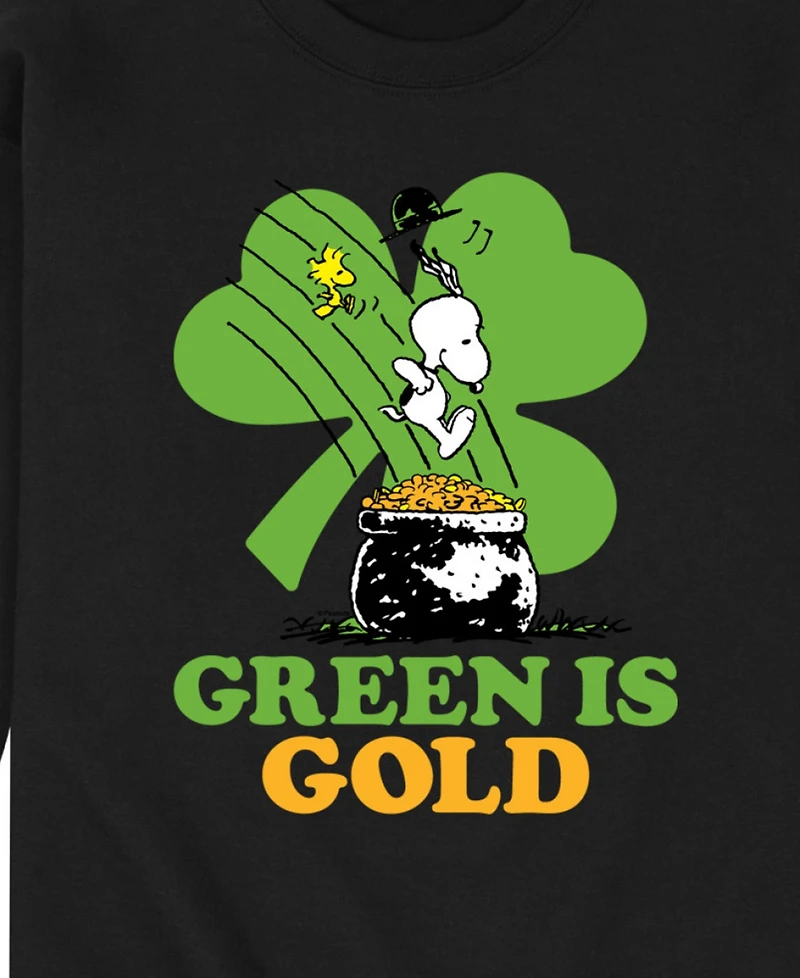 Airwaves Men's Peanuts Green Is Gold Long Sleeve Fleece