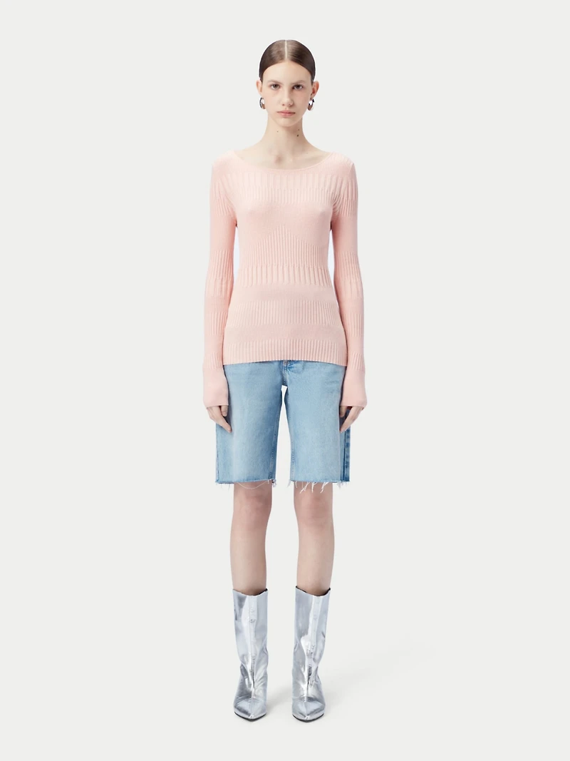 Gobi Cashmere Juniors' Ribbed Cotton Silk Cashmere Blend Sweater