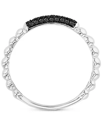 Black Spinel Pave Textured Stack Ring (1/5 ct. t.w.) Sterling Silver