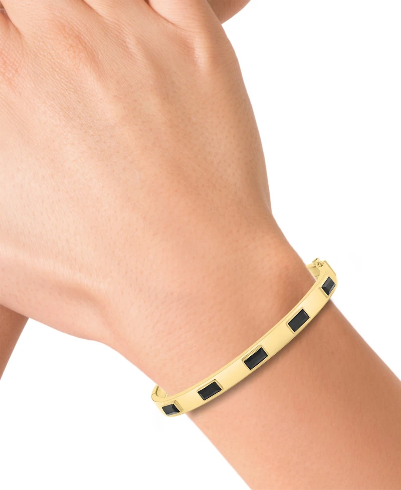 Effy Collection Onyx (1-1/3 ct. t.w.) Bangle Bracelet in 14k Gold Over Silver
