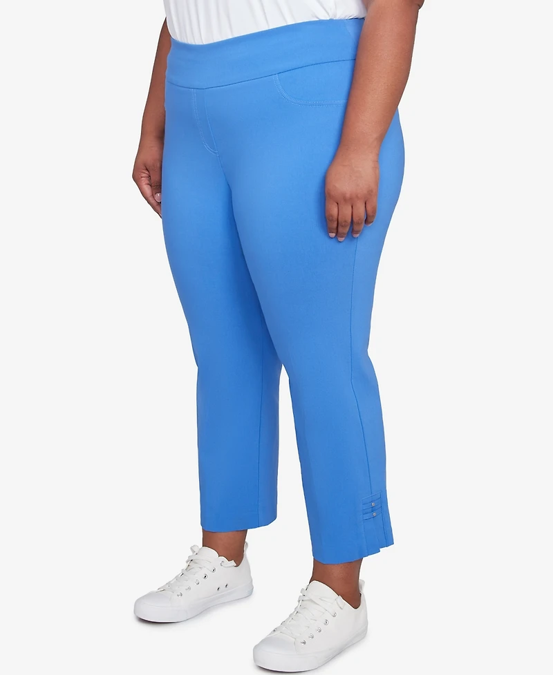 Hearts Of Palm Plus It Had To Be Blue Solid Tech Stretch Pull On Capri Pants