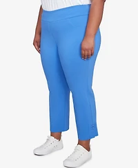 Hearts Of Palm Plus It Had To Be Blue Solid Tech Stretch Pull On Capri Pants