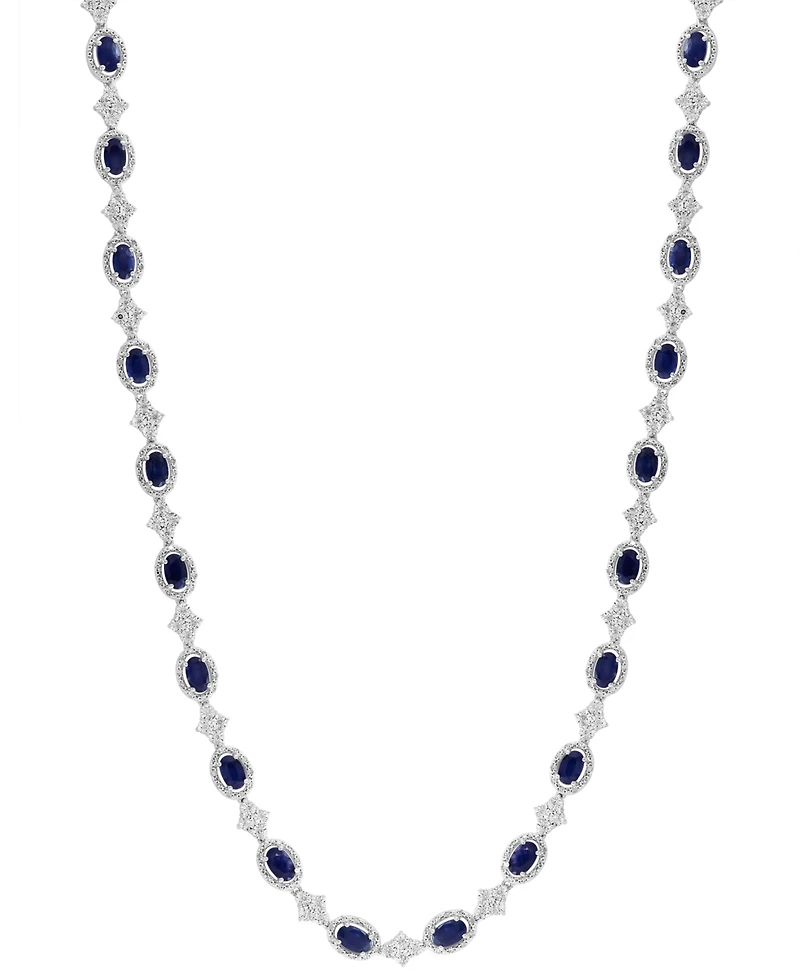 Effy Collection Diamond (1 ct. t.w.) & Sapphire (8-3/4 ct. t.w.) Strand 18" Necklace in Sterling Silver