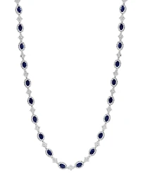 Effy Collection Diamond (1 ct. t.w.) & Sapphire (8-3/4 ct. t.w.) Strand 18" Necklace in Sterling Silver