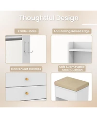 Compact Vanity Desk with 3-Color Lighted Mirror and Built-In Power Outlets