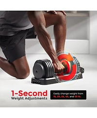 Sunny Health & Fitness Elite Adjustable Dumbbell 55-Pound, Anti-Slip Steel Handle