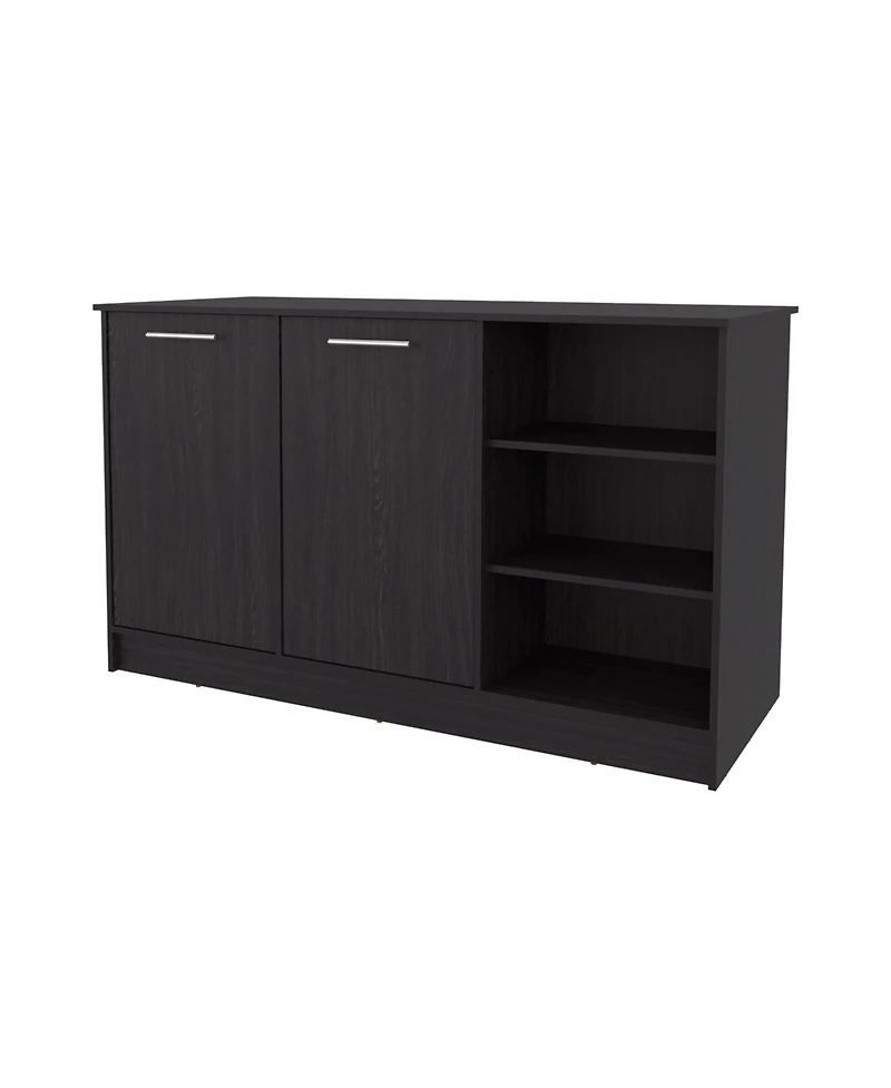 Fm Furniture Red Rock Kitchen Island with 2 Doors and Open Storage, Wengue