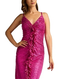 Tadashi Shoji Women's Abby Sequin Ruffle Midi Dress