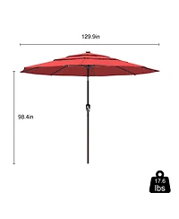 11 Ft Patio Umbrella with Solar Led lights Outdoor Umbrella with Tilt Outdoor Large Table Market Umbrella for Poolside Deck Garden Backyard