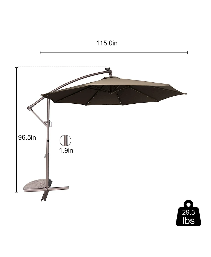 10 Ft Cantilever Patio Umbrella with Lights Offset Patio Umbrella Crank Large Outdoor Umbrella Pool Umbrella