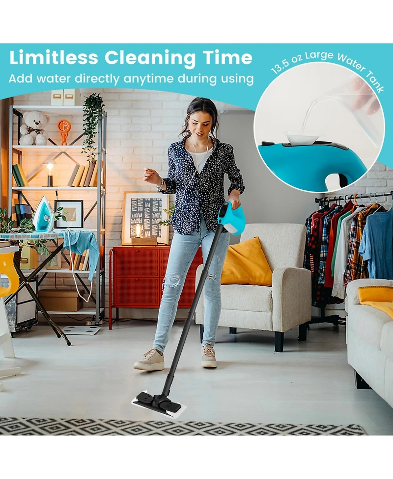 1400W Handheld Steam Cleaner with 14-Piece Accessory Kit and Child Lock