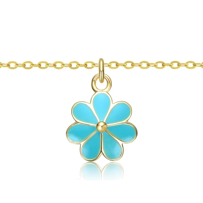 GiGiGirl 14k Gold Plated Colored Enamel Daisy Flower Drop Charm Pendant