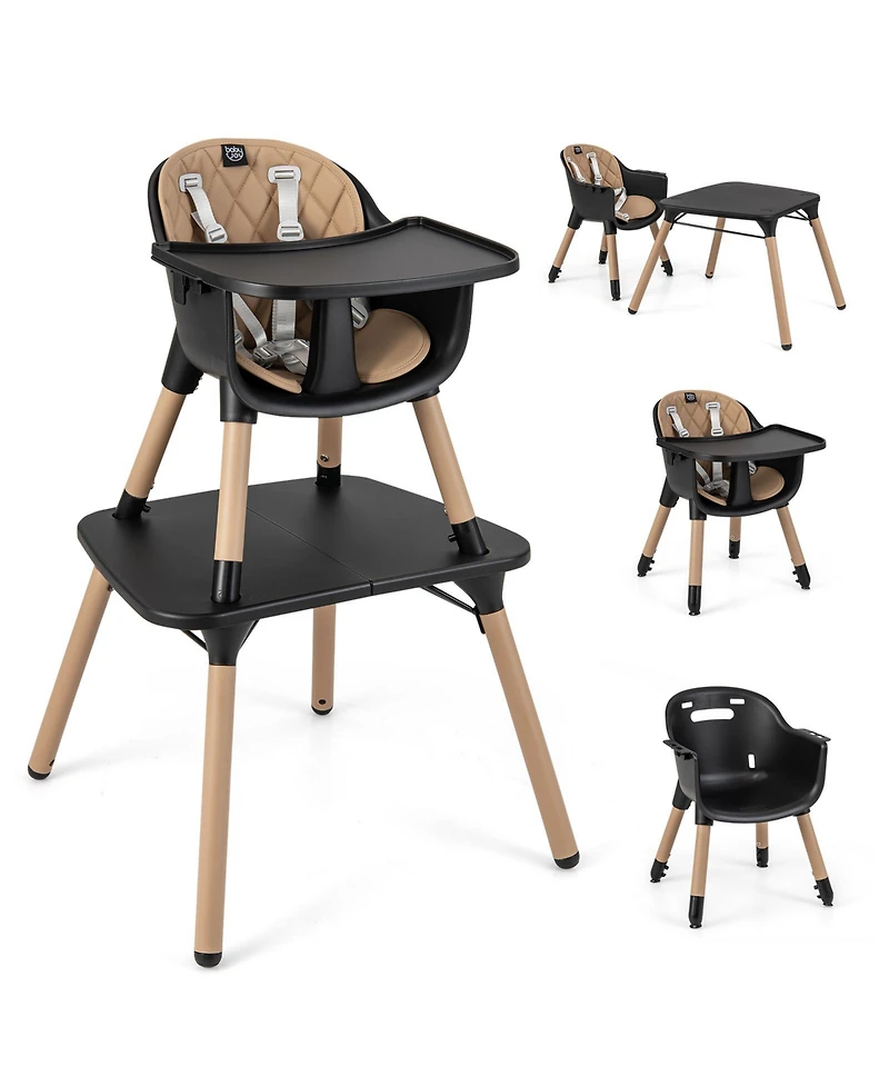Slickblue Kids 4-in-1 Convertible Table Chair Set with Pu Cushion