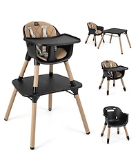 Slickblue Kids 4-in-1 Convertible Table Chair Set with Pu Cushion