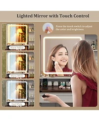 Farmhouse Vanity Set with Mirror and 3-Color Lighting