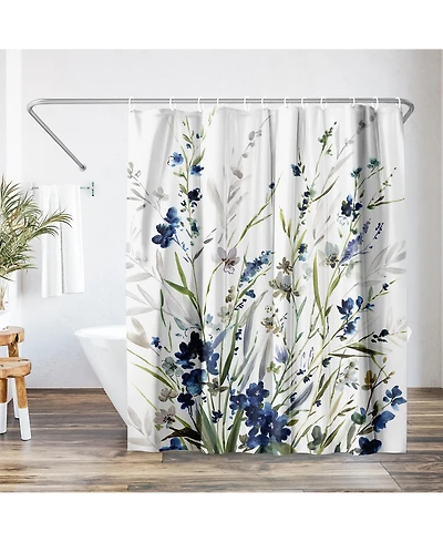 71x74 Floral Lavender Shower Curtain - 100% Polyester - Water-Resistant Bath Curtain