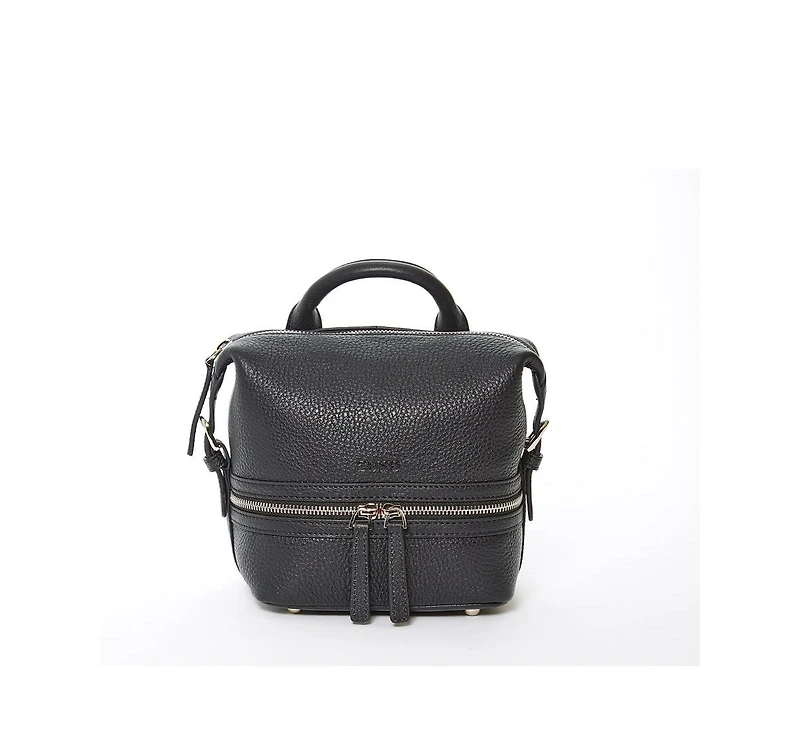 Susu Black Leather Backpack Purse for Women Convertible Crossbody Bag Medium Size with Front and Back Pockets