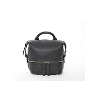 Susu Black Leather Backpack Purse for Women Convertible Crossbody Bag Medium Size with Front and Back Pockets