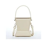 Susu Cream Leather Bucket Bag Off White Unique Leather Crossbody Purse Women's Handbag