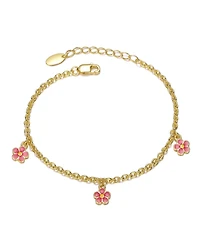 GiGiGirl Sterling Silver 14K Gold Plated with Colored Enamel Daisy Charm Bracelet