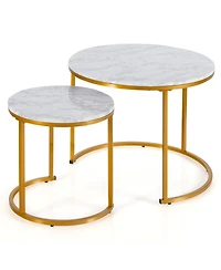 Modern Round Stacking Nesting Coffee Tables for Living Room (Set of 2)