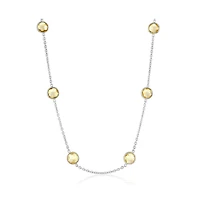 Sterling Silver, Bezel-Set 7mm Round Gem Station Necklace