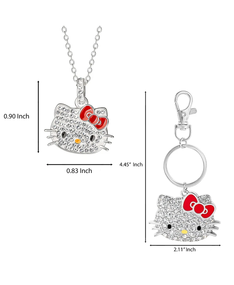 Hello Kitty Crystal Necklace & Keychain Gift Set