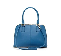 Susu Saffiano Leather Satchel Bag Blue Purse Women's Handbag