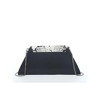 Susu Black Leather Clutch Bag Unique Snakeskin Evening Purse Women's Handbag