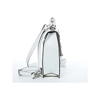 Susu Convertible Leather Backpack Purse White Crossbody Bag with Embellishments and Top Handble Women's Handbag