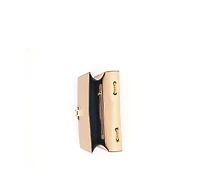 Susu Beige Leather Shoulder Bag Medium Size Crossbody Purse for Women Tan Handbag with Gold Chain Strap