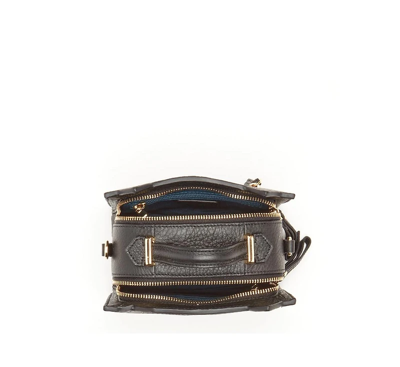 Susu Leather Cat Bag Black Crossbody Purse Women's Handbag with Top Handle and Adjustable Strap