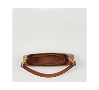 Susu Leather Baguette Bag Brown Purse 90s Small Shoulder Bag East West Y2K Underarm Bag Trendy Handbag for Everyday & Evening