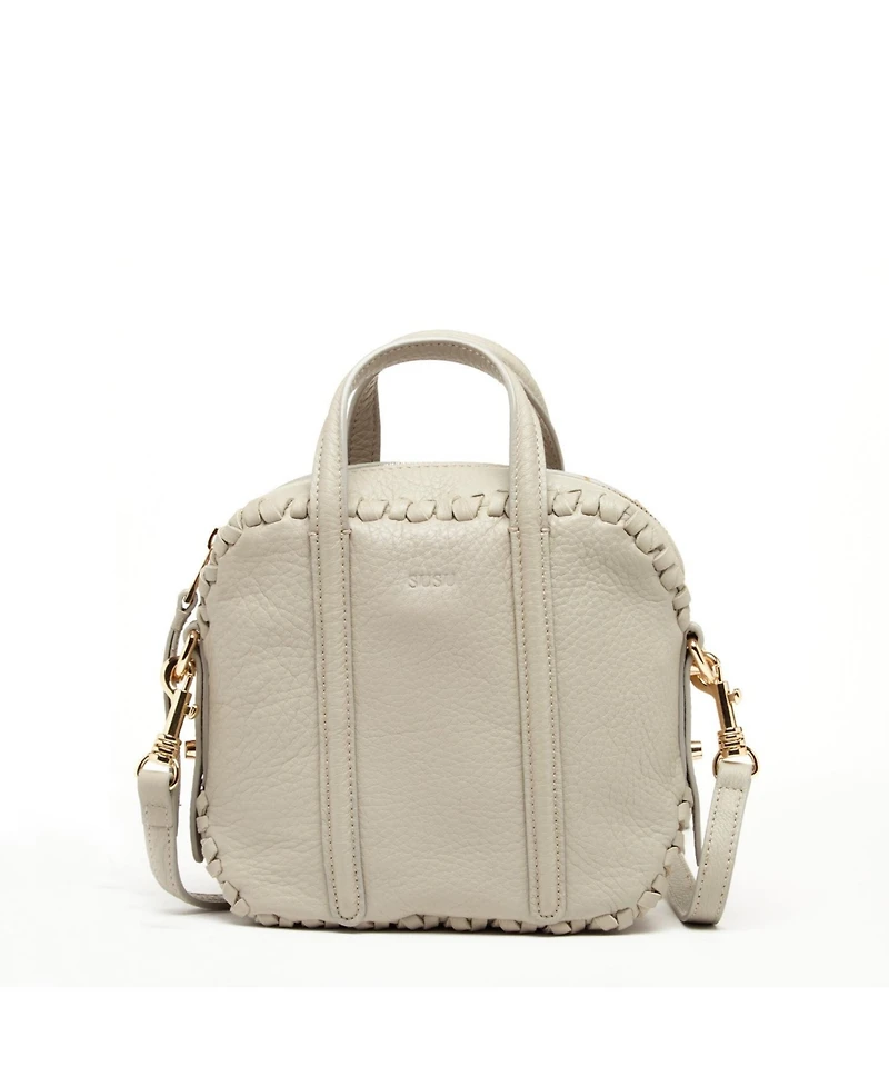 Susu Grayish Beige Leather Crossbody Bag – Medium Size Women s Handbag with Top Handle and Adjustable Strap