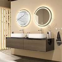 Luvodi 24" Round Shape Led Bathroom Mirror Anti-Fog Wall Mounted Backlit Vanity Mirror