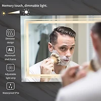 Luvodi 55.1 x 27.5 In Wall Mounted Bathroom Mirror Anti-fog Led Vanity Mirror for Home Hotel Salon