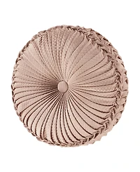 J Queen New York Rosewater Tufted Decorative Pillow, 15" Round