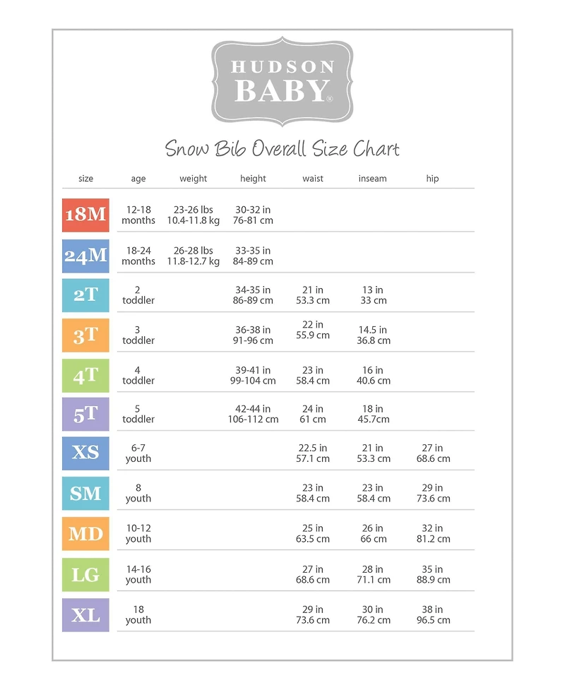 Hudson Baby Boys Unisex Snow Bib Overalls