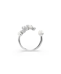 Swarovski Crystal Cultivated Pearl Round Cuts Statement Ring
