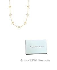 Adornia Gold Adjustable Cubic Zirconia Mother of Pearl Clover Station Necklace
