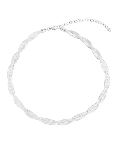 Adornia Tarnish Resistant Silver Plated Twisted Herringbone Chain Necklace