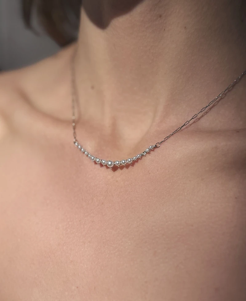 Adornia Adjustable Cultivated Pearl Curved Bar Necklace