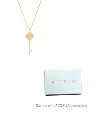 Adornia Adjustable Cubic Zirconia Pave Clover Key Pendant Necklace