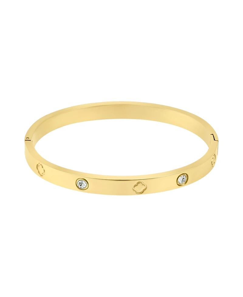 Adornia Tarnish Resistant Cubic Zirconia and Clover Bangle Bracelet