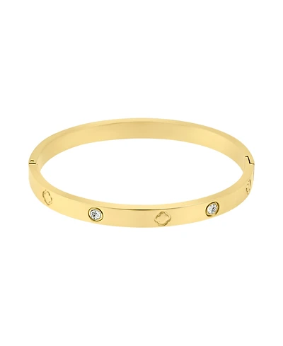 Adornia Tarnish Resistant Cubic Zirconia and Clover Bangle Bracelet