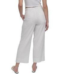 Dkny Jeans Women's Cropped Wide-Leg Linen Pants