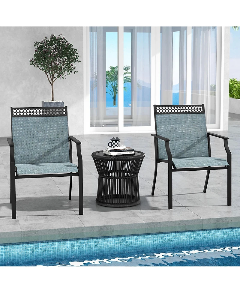 Gymax Patio Dining Chairs Set of 4 All Weather Outdoor Chairs w/ High Back & Armrests