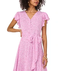 Vince Camuto Women's Printed Flutter-Sleeve Handkerchief Dress
