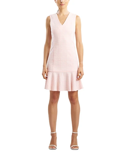 Natori Women's V-Neck Sleeveless A-Line Tweed Dress