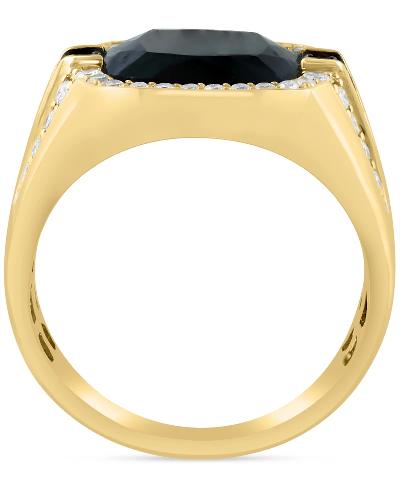 Effy Men's Onyx (12mm) & Diamond (7/8 ct. t.w.) Ring in 14k Gold